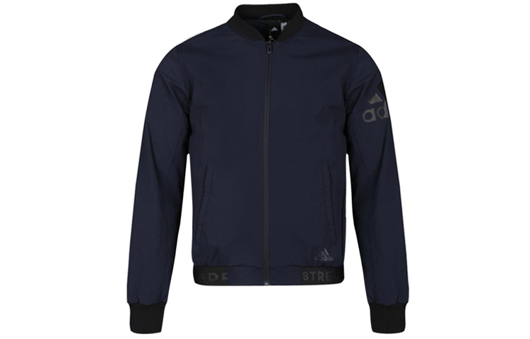 adidas Logo Printed Baseball Bomber Jacket Blue DW4619
