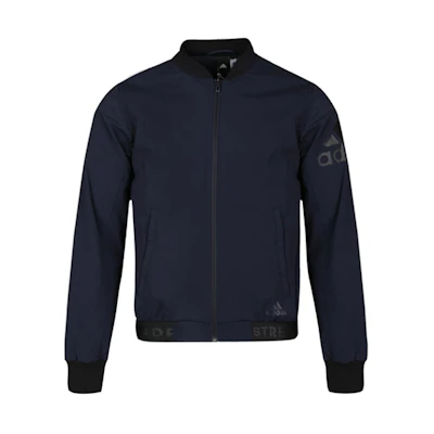 adidas Logo Printed Baseball Bomber Jacket Blue DW4619