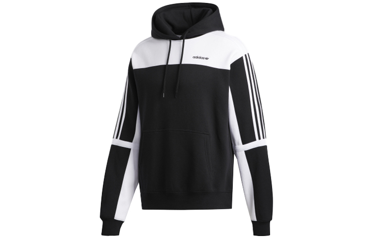 adidas Logo Printed Colorblock Pullover Hoodie Black/White GD2077