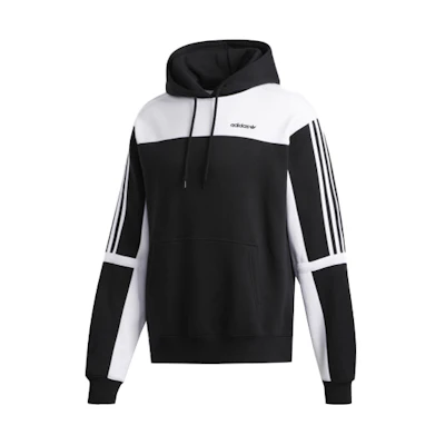 adidas Logo Printed Colorblock Pullover Hoodie Black/White GD2077