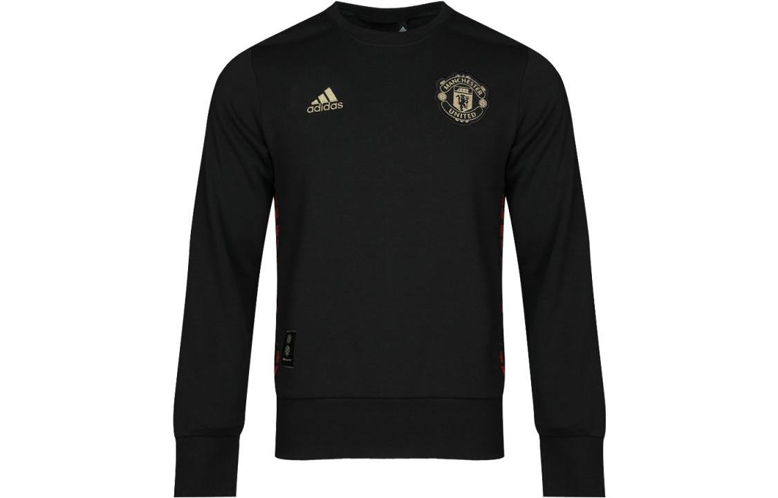 adidas Logo Printed Crewneck Pullover Sweatshirt Unisex Black DZ0458