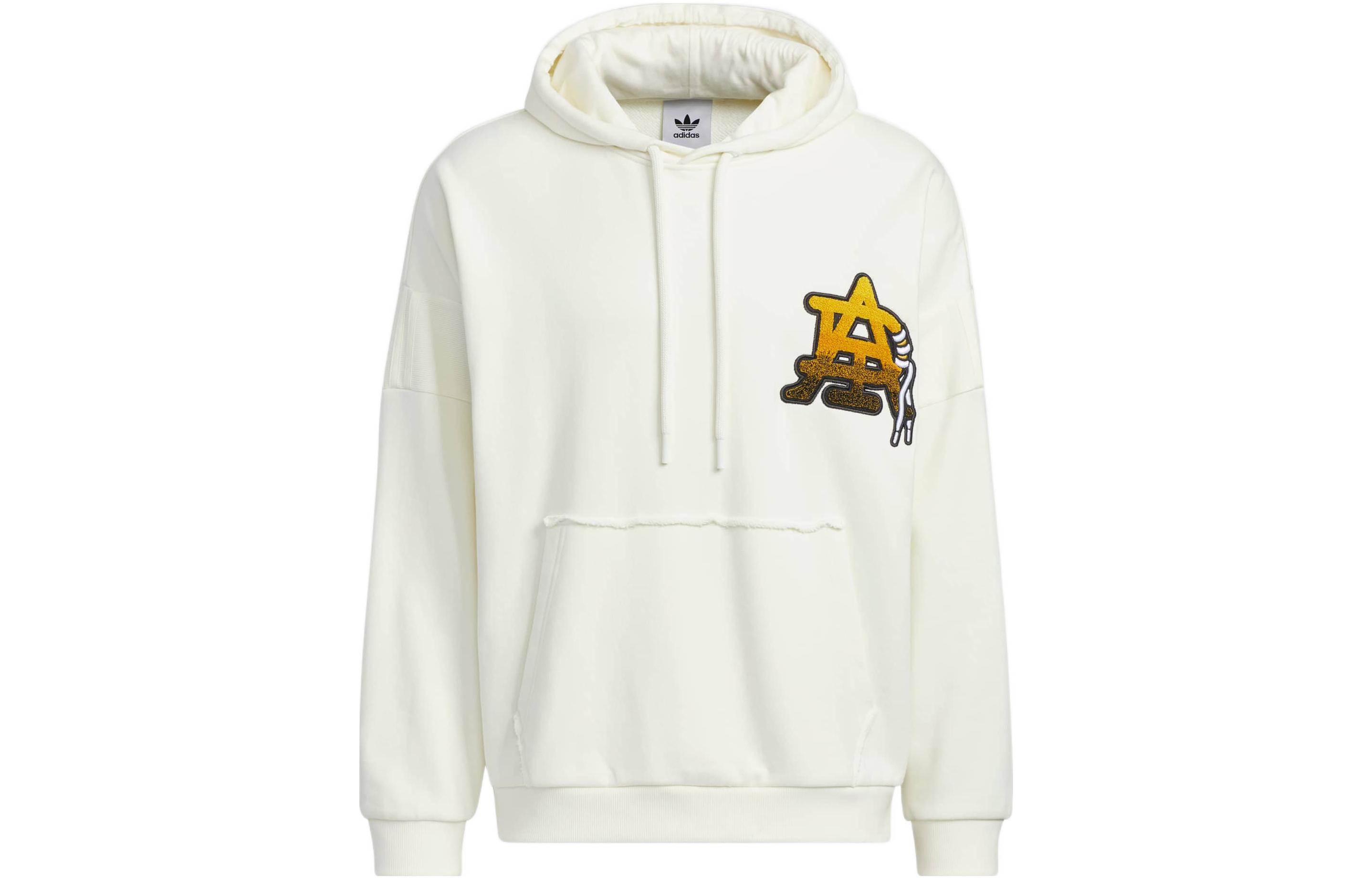 adidas Logo Printed Drawstring Hoodie White HS7287