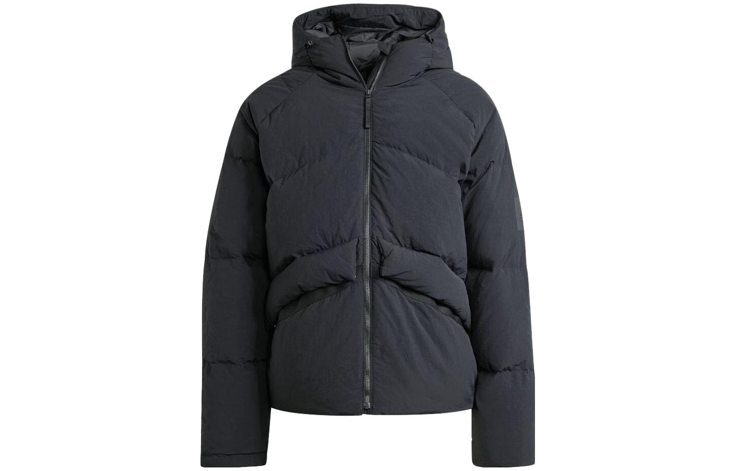adidas Logo Printed Full-Zip Hooded Down Jacket Black (Japan Edition) - Men IK3156-JAPAN