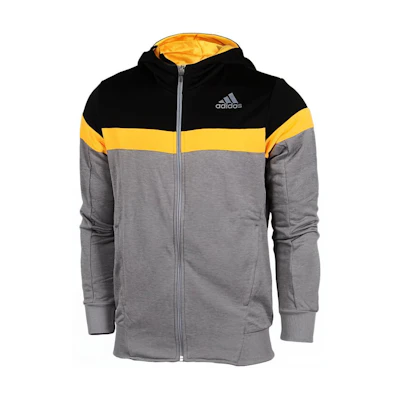 adidas Logo Printed Hoodie Jacket - Gray F95558