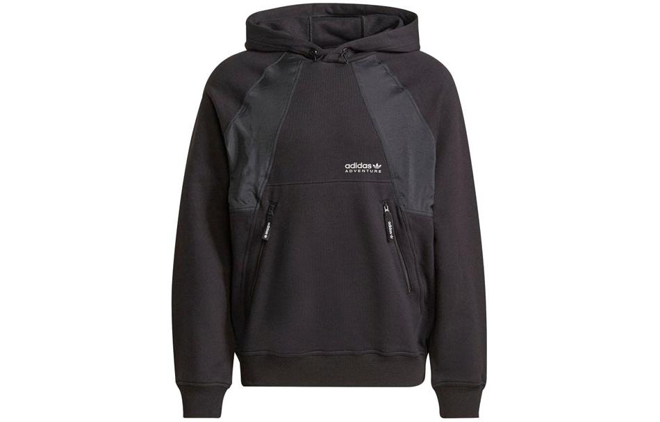 adidas Logo Printed Hoodie Unisex Black H09098