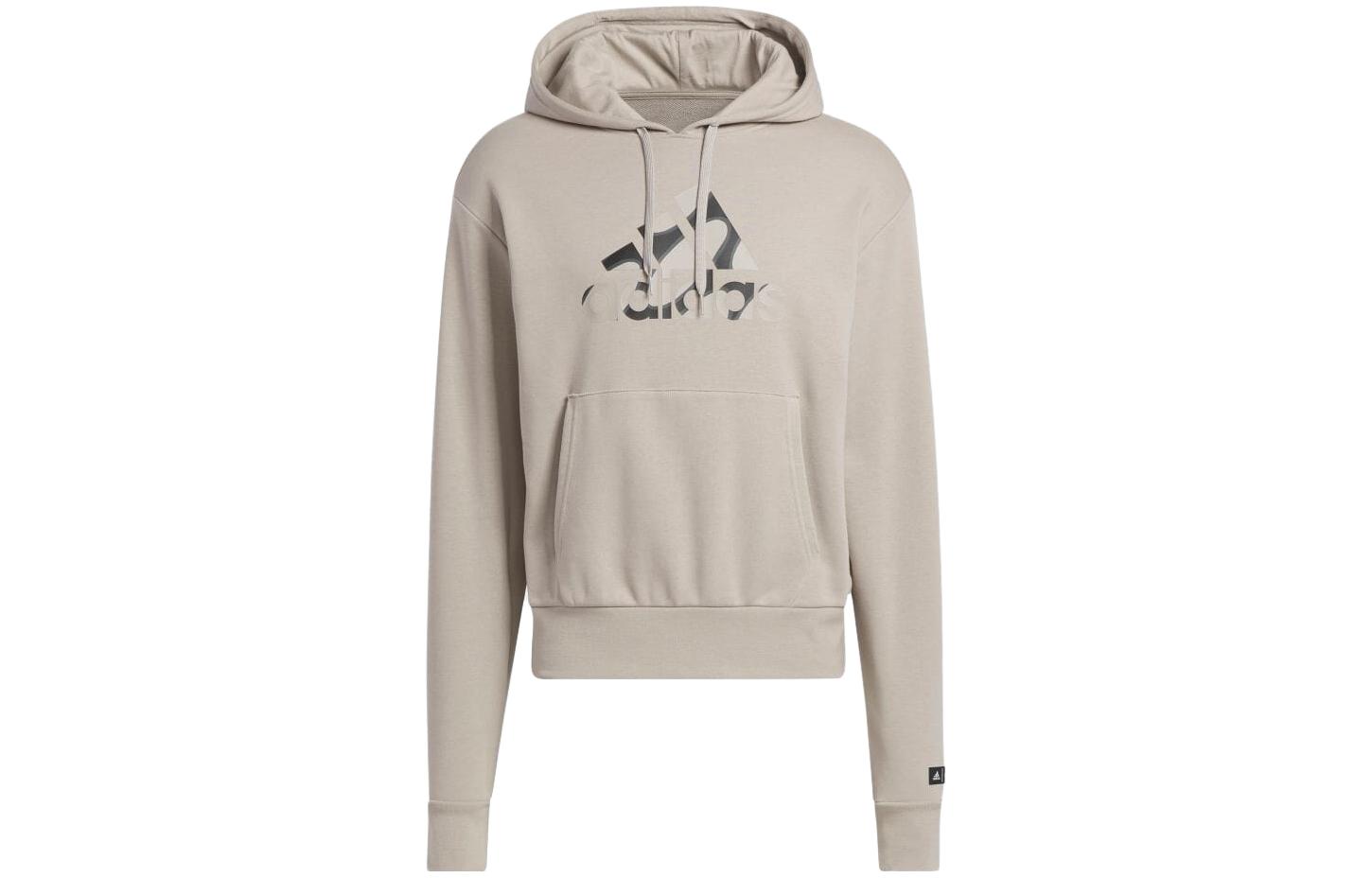 adidas Logo Printed Hoodie Unisex Light Brown HR2992