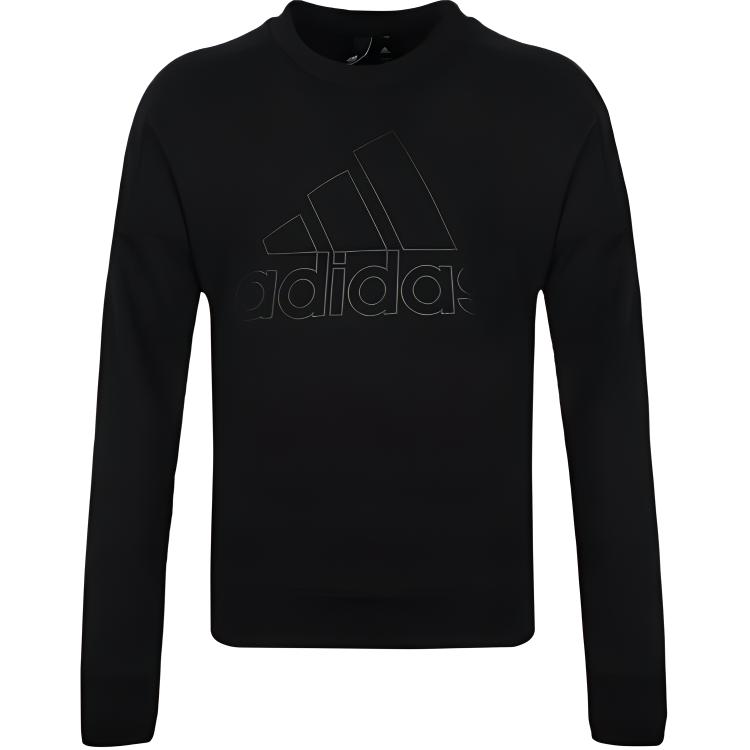adidas Logo Printed Long-Sleeve Crewneck Pullover Sweatshirt Men’s Black CW3542