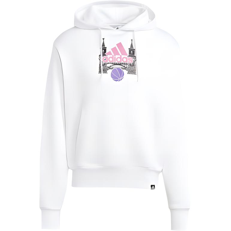 adidas Logo Printed Outdoor Casual Pullover Hoodie Unisex - White IC4679