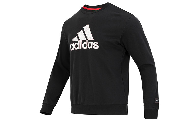 adidas Logo Printed Pullover Retro Sweatshirt Black - Casual Sportswear HZ3023