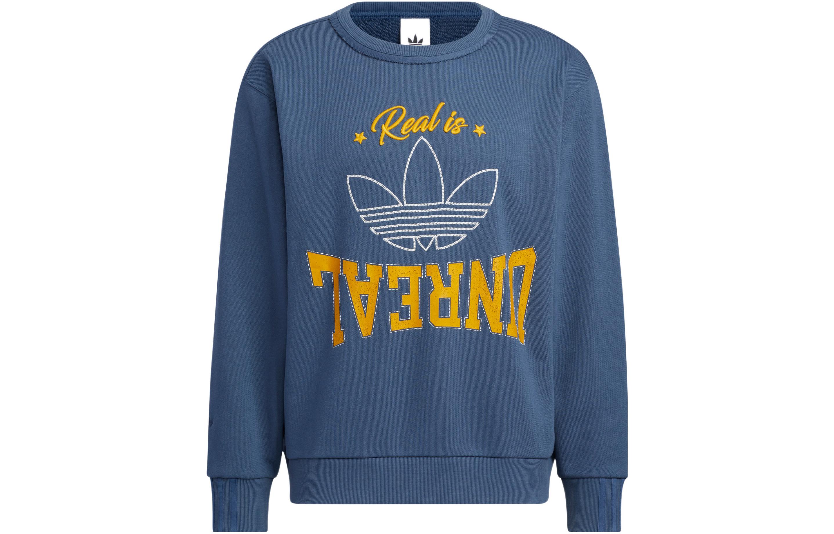 adidas Logo Printed Pullover Sweatshirt Blue - Long Sleeve HS7278