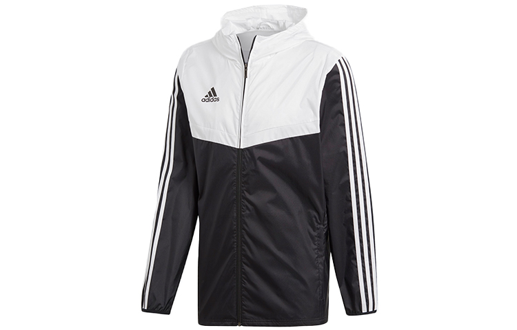 adidas Logo Printed Retro Football Hoodie Jacket Men Black/White Striped DY0096