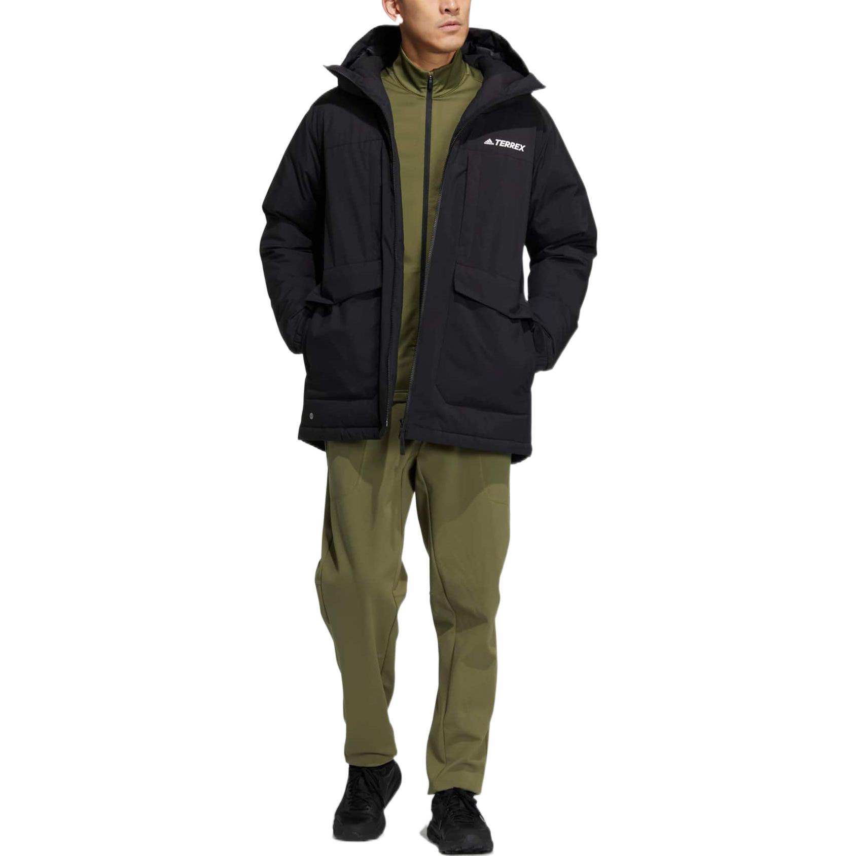 Lookbook adidas 經典LOGO印花立領羽絨外套 男女款 黑色 HN2008