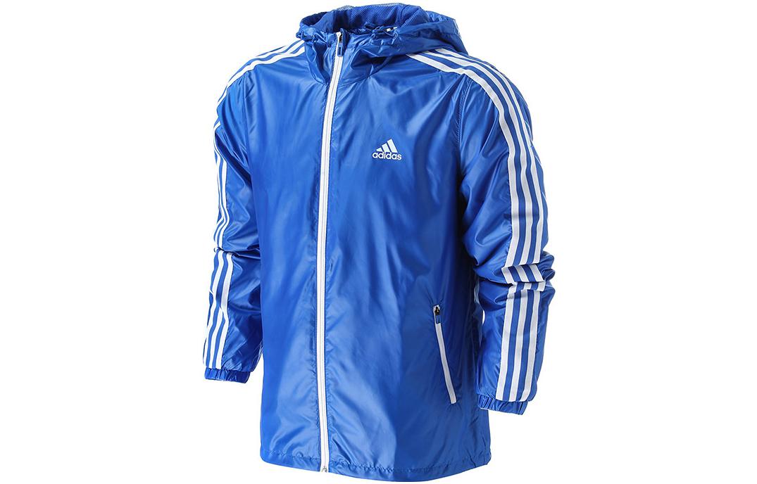 adidas Logo Printed Striped Long Sleeve Jacket Men’s Blue BR1558