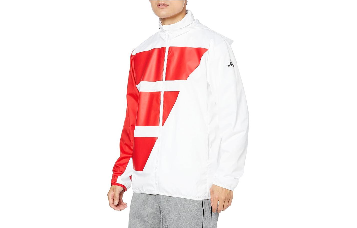 adidas Logo Printed White Hoodie Jacket IK6095