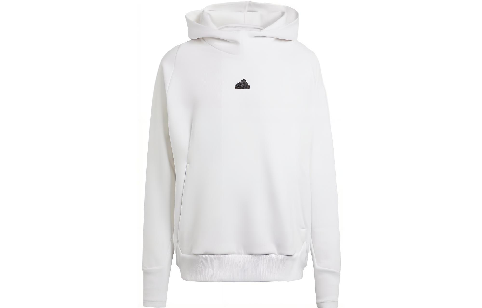 adidas Logo Printed White Hoodie Long Sleeve IN5118
