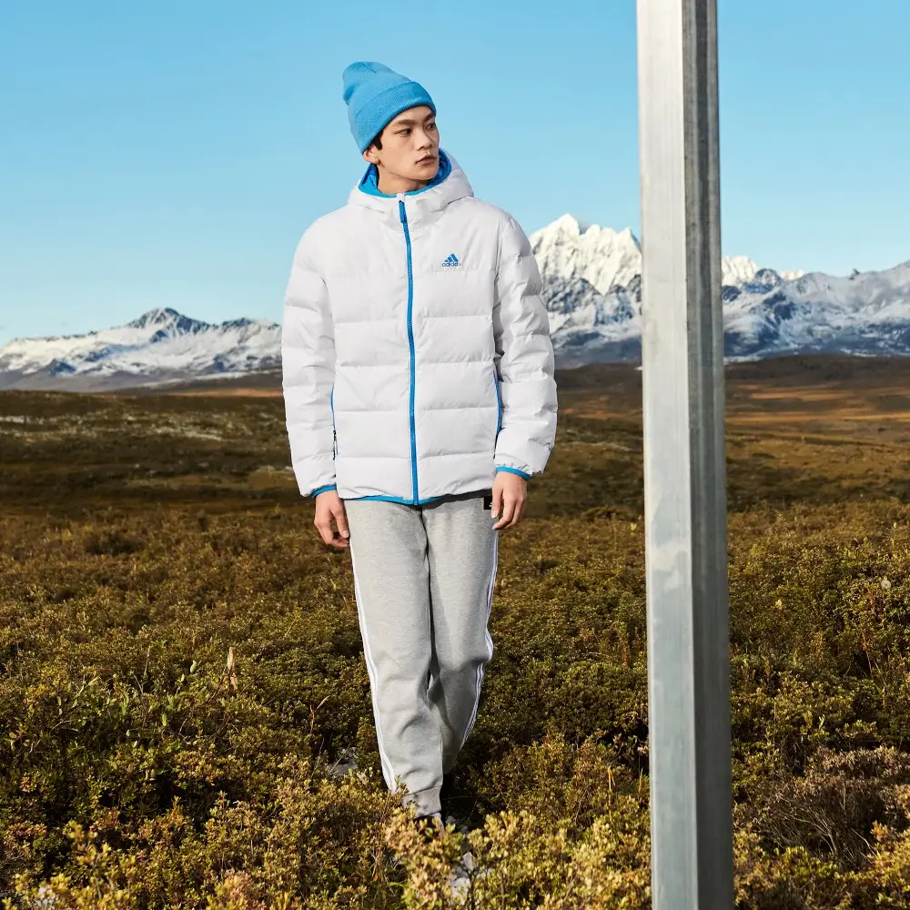 Purchase adidas Logo Printed White Puffer Jacket Unisex Hooded Long Sleeve HZ2595