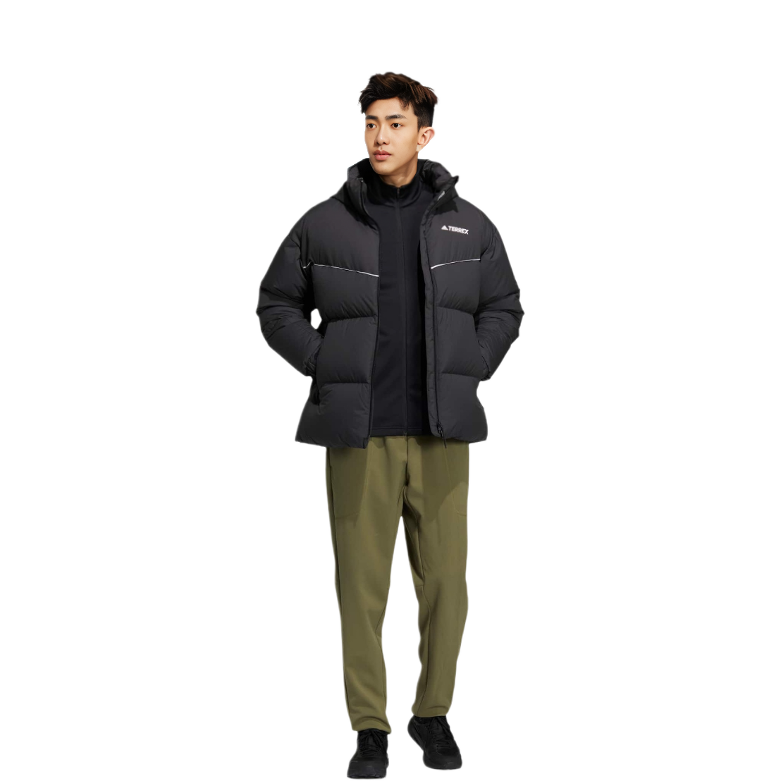 adidas Logo Printed Zip-Up Down Jacket Unisex - Black HN2009 圖 3