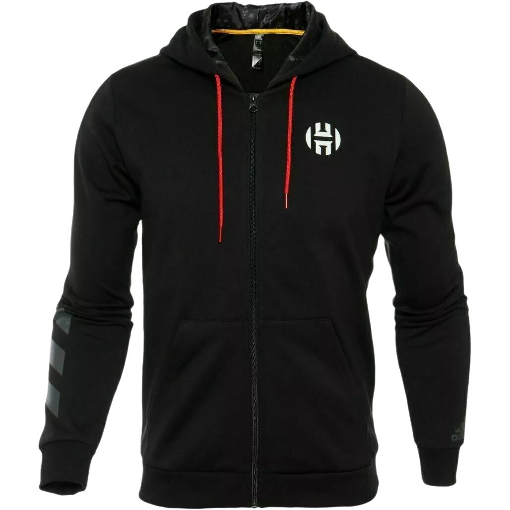 adidas Logo Printed Zip-Up Hoodie Jacket for Men in Black FH7754