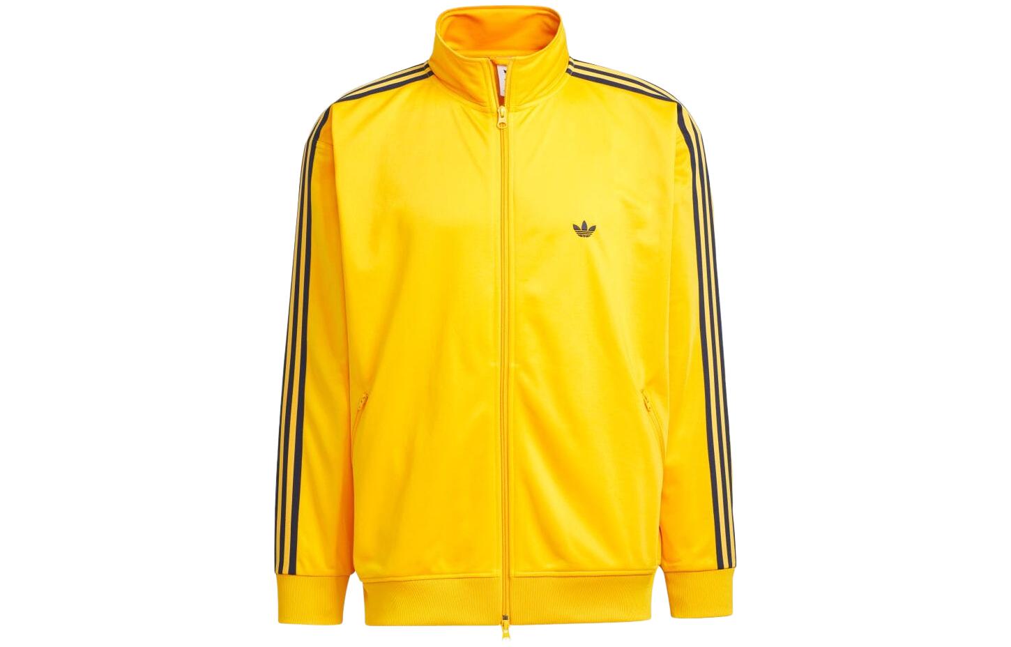 adidas Logo Printed Zip-Up Work Jacket Unisex Yellow IK9151