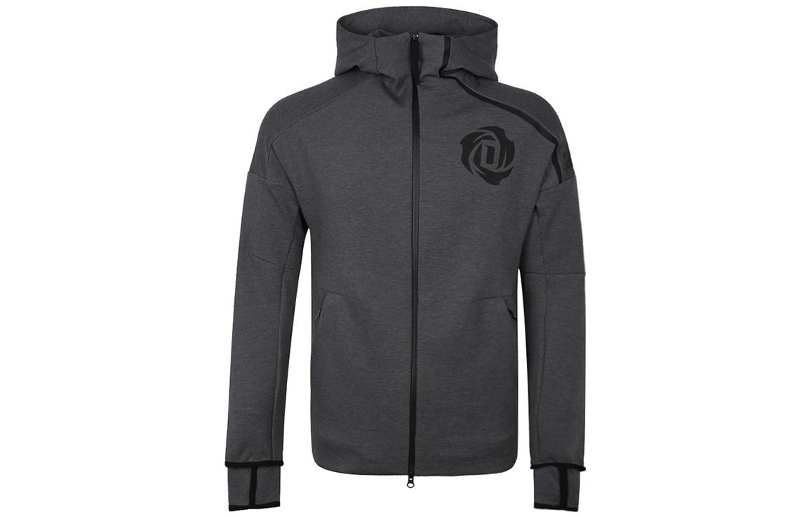 adidas Logo Printed Zip Hoodie Grey Color DP1868