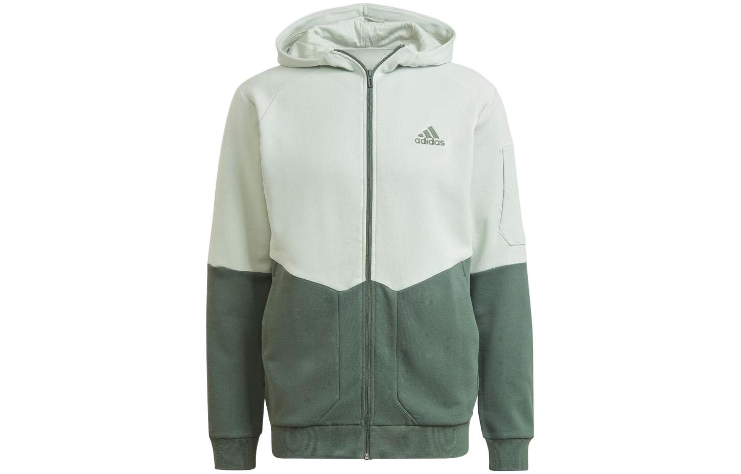 adidas Logo Printed Zip Hoodie Jacket Japanese Edition Men’s Linen Green HL2217
