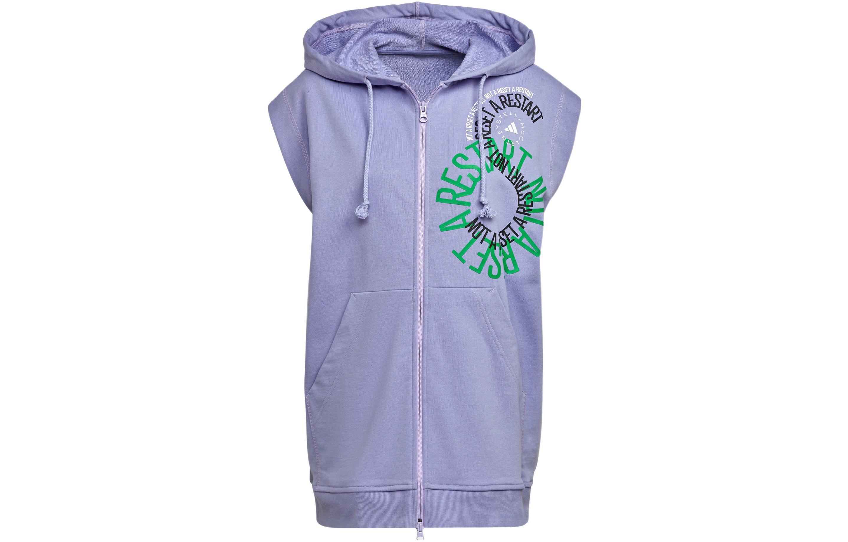 adidas Logo Printed Zip Hoodie Purple Unisex IB5904