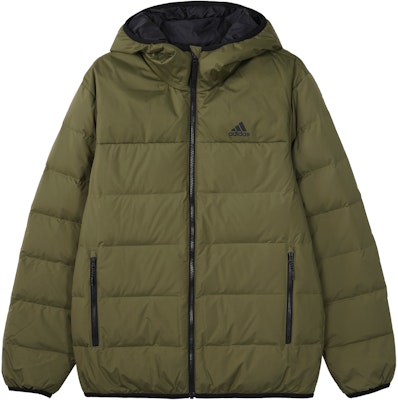 阿迪达斯男女通用绿色情侣款连帽印花羽绒外套。 HZ2593 Order 阿迪达斯男女通用绿色情侣款连帽印花羽绒外套。 HZ2593