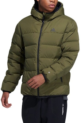 阿迪达斯男女通用绿色情侣款连帽印花羽绒外套。 HZ2593 Purchase 阿迪达斯男女通用绿色情侣款连帽印花羽绒外套。 HZ2593