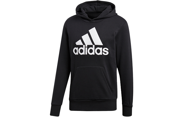 adidas Logo Pullover Hoodie Black Sports Casual Style CW3861