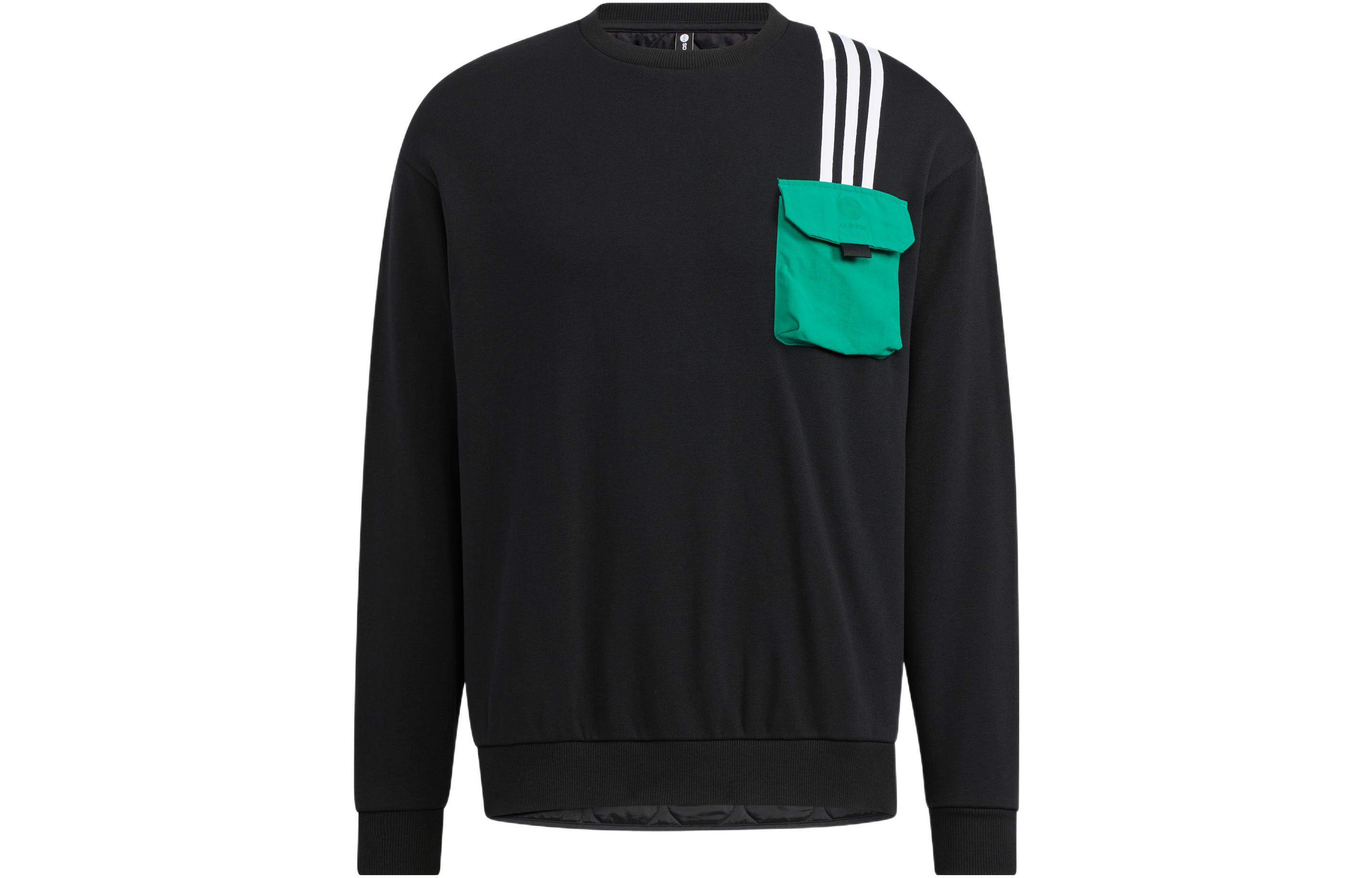 adidas Logo Retro Striped Crewneck Sweatshirt Unisex Black HN2410