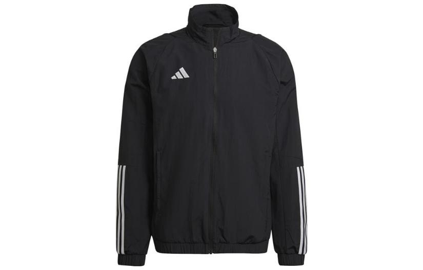 adidas Logo Side Stripe Stand Collar Retro Jacket Black - HK8045