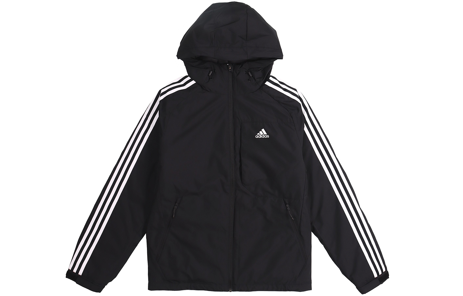 adidas Logo Stripe-Detail Hooded Down Jacket Black GF0098 圖 2