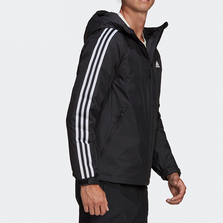 adidas Logo Stripe-Detail Hooded Down Jacket Black GF0098 圖 6