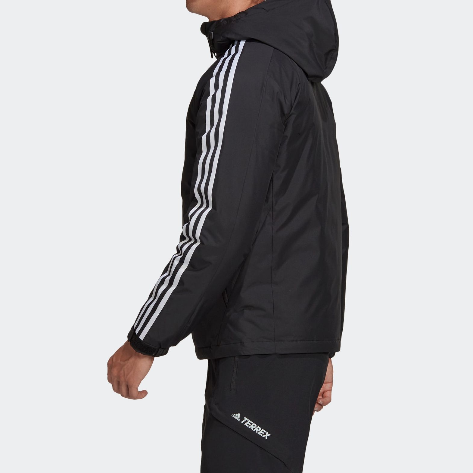 adidas Logo Stripe-Detail Hooded Down Jacket Black GF0098 圖 7