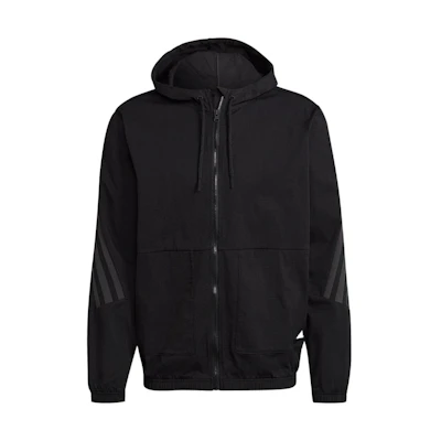 adidas Logo Stripe Hooded Zip-Up Jacket Black (Asia Edition) GR4093-ASIAN