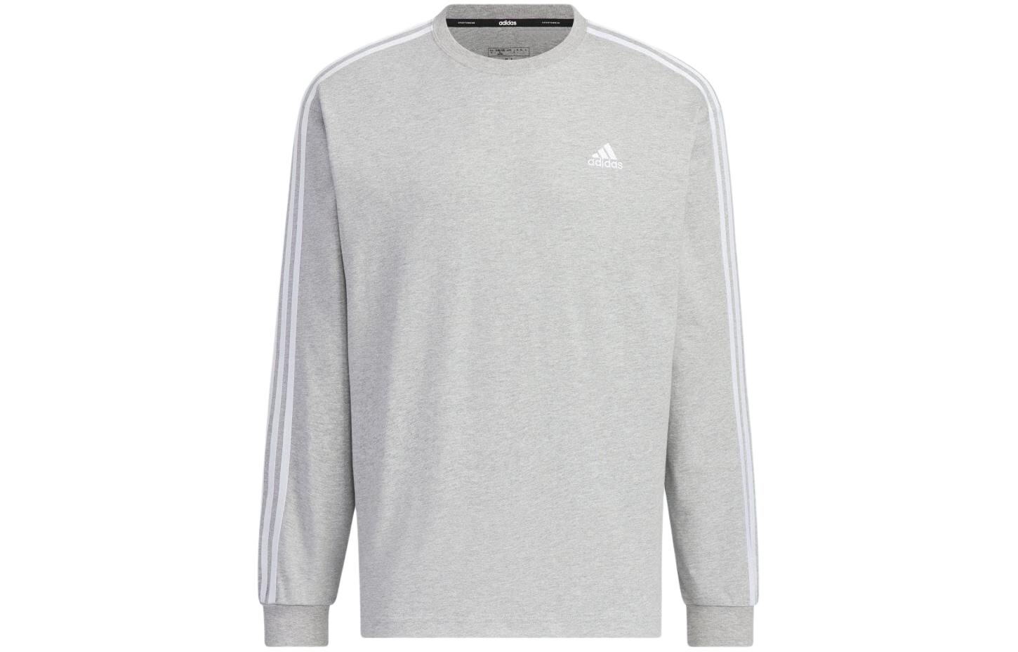 adidas Logo Stripe Print Crewneck Sweatshirt Grey JF3909