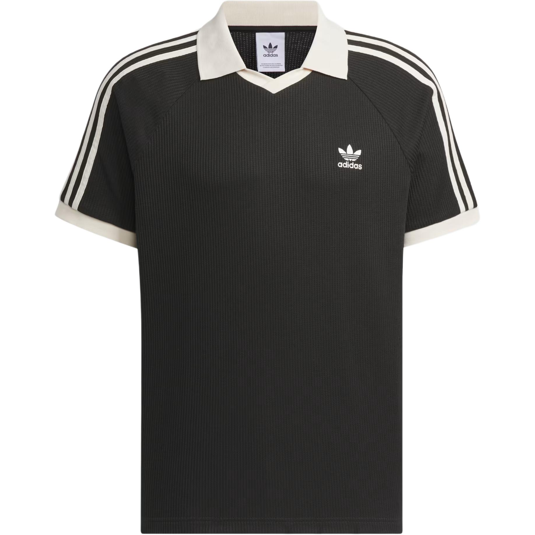 adidas Logo Striped College-Style Polo Shirt Black. JV9266