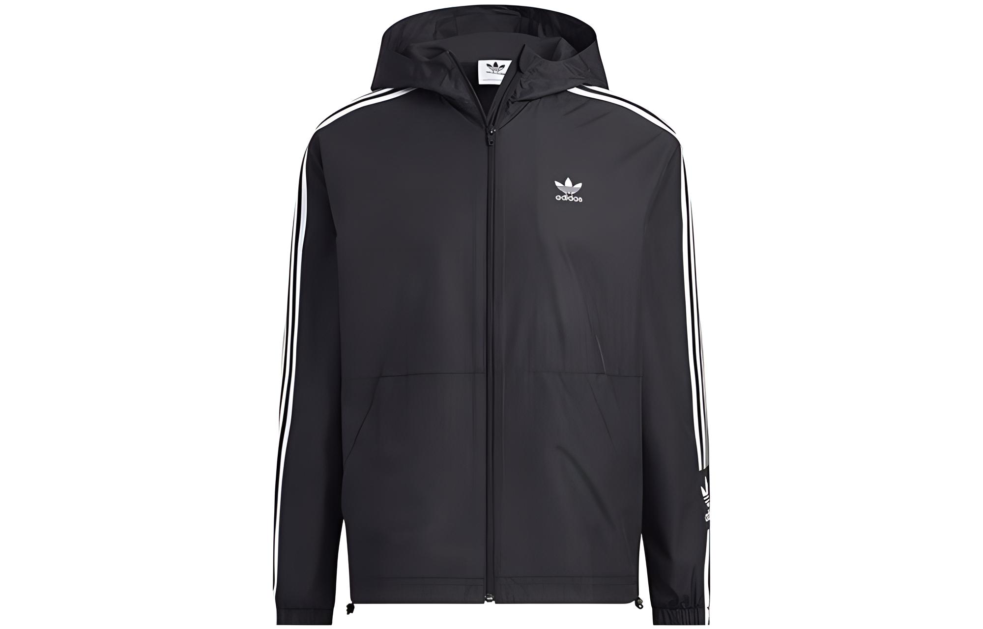 adidas Logo Striped Colorblock Zip Hoodie Jacket Japan Edition Black () IK8673-JAPAN