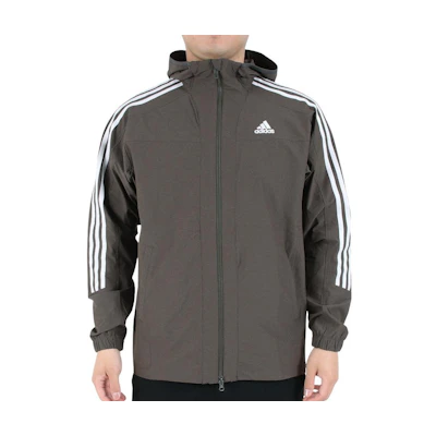 adidas Logo Striped Hoodie Jacket Khaki Color HC9963
