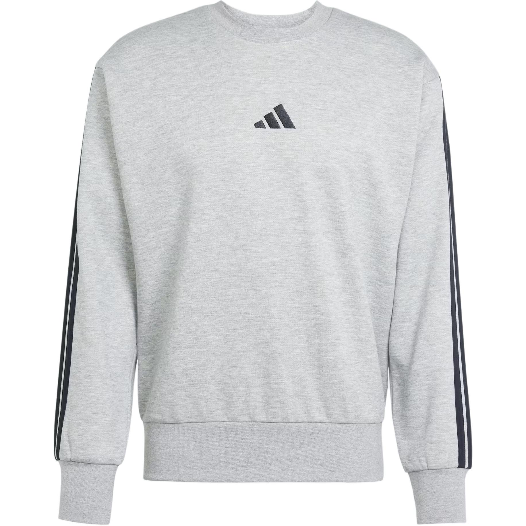 adidas Logo Striped Long-Sleeve Sweatshirt Gray JE6308