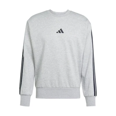 adidas Logo Striped Long-Sleeve Sweatshirt Gray JE6308