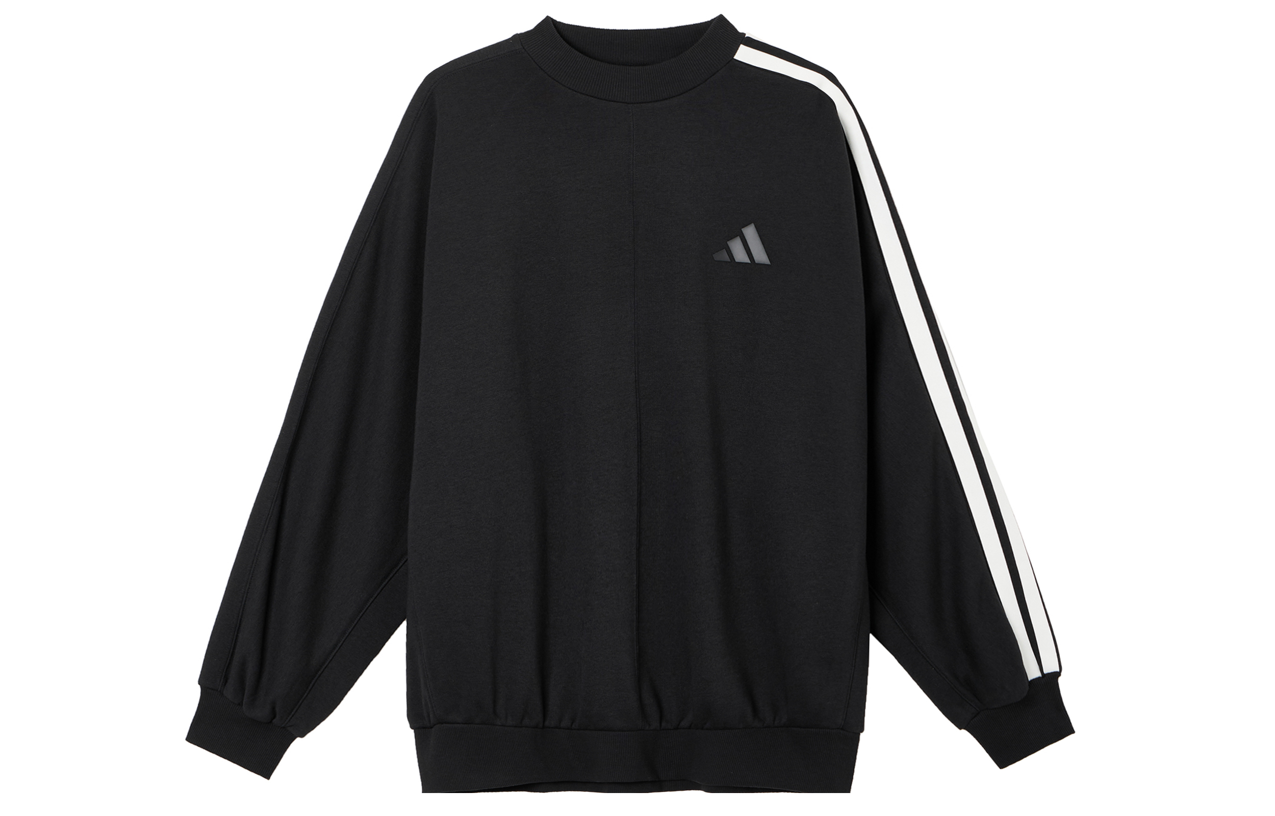 adidas Logo Striped Loose Fit Pullover Sweatshirt Unisex Black JL6080