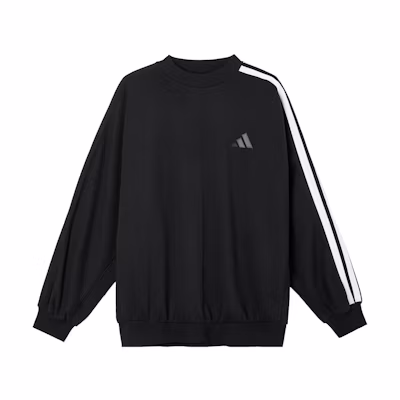 adidas Logo Striped Loose Fit Pullover Sweatshirt Unisex Black JL6080