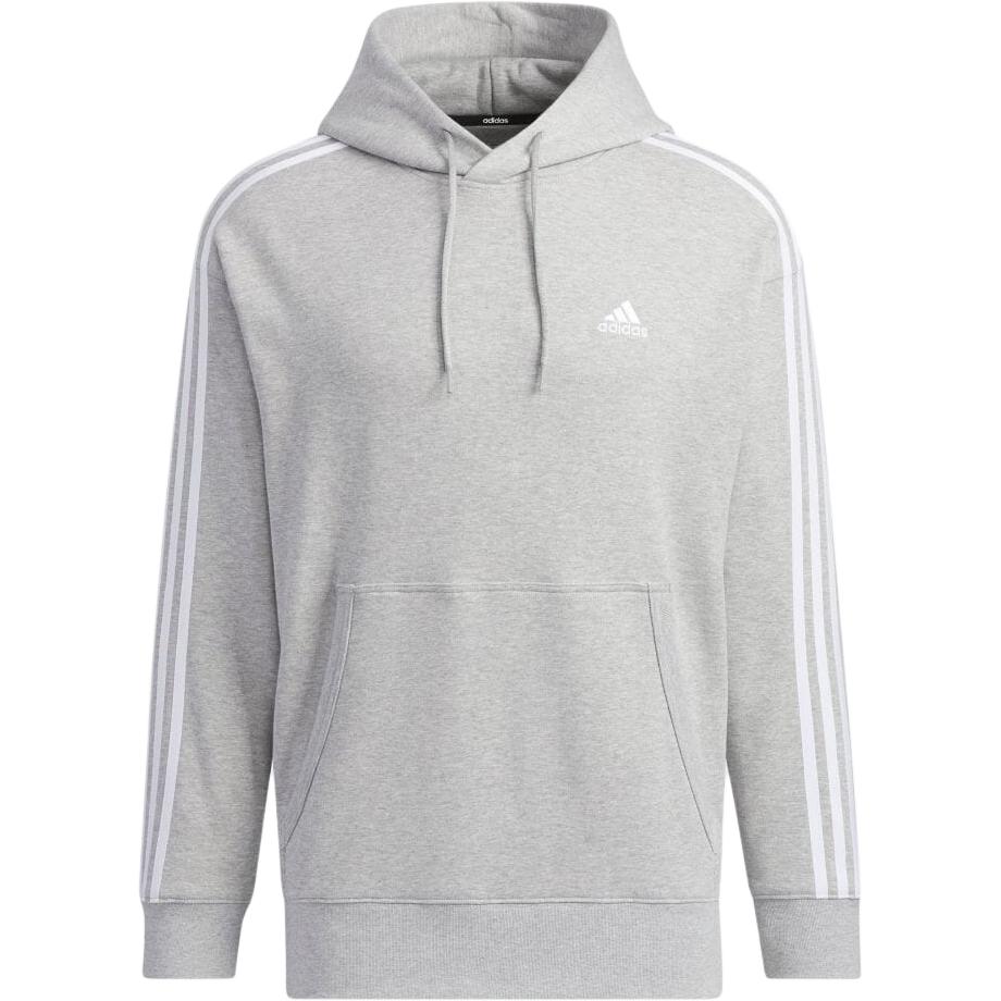 adidas Logo Striped Oversized Pullover Hoodie - Gray JF3984