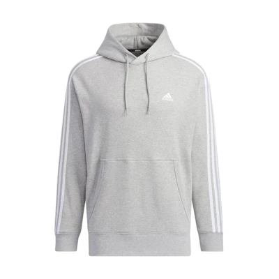 adidas Logo Striped Oversized Pullover Hoodie - Gray JF3984