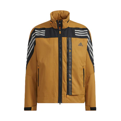 adidas Logo Striped Print Track Jacket Retro Style Brown HE9910