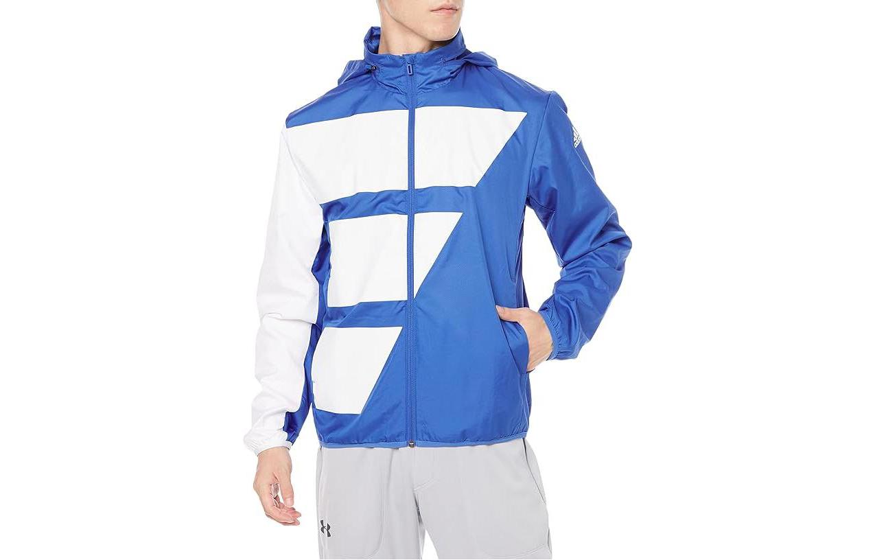 adidas Logo Striped Print Zip-Up Hoodie Jacket Blue HM6659