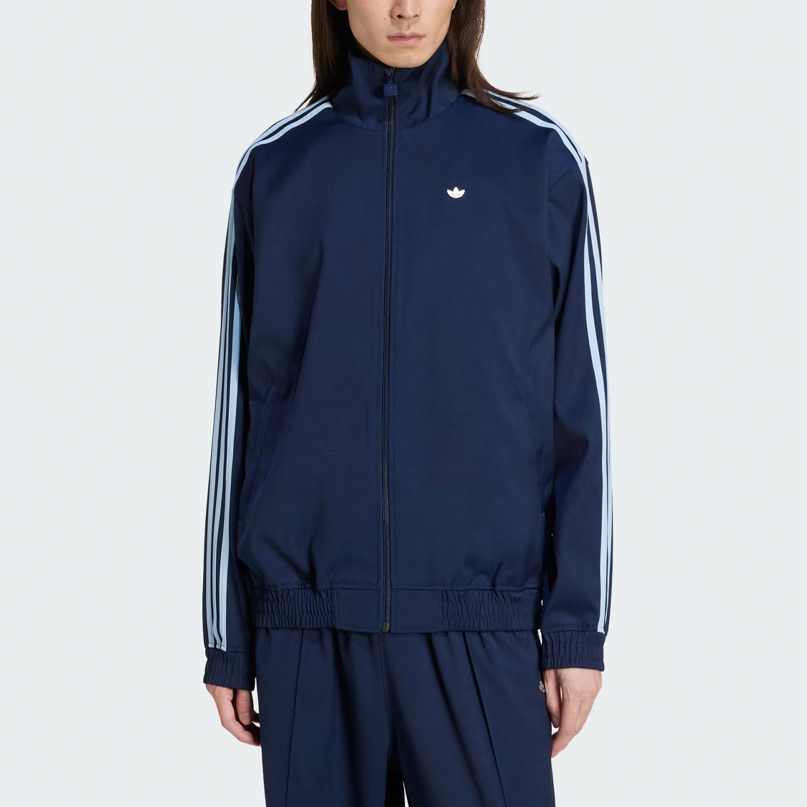 adidas Logo Striped Stand Collar Loose Fit Jacket Night Navy JC6358 圖 3