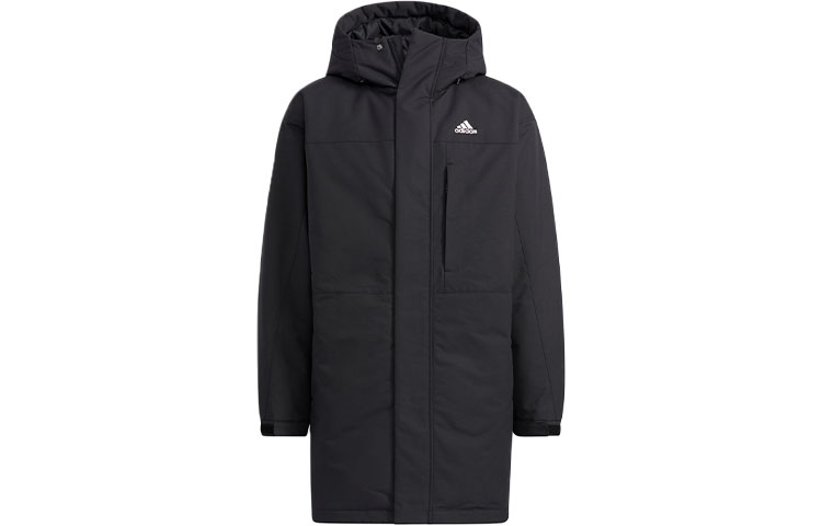 adidas Logo Unisex Long Hooded Down Jacket Black H20764