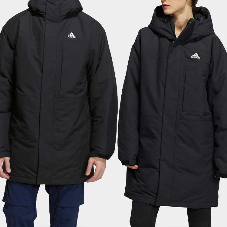 adidas Logo Unisex Long Hooded Down Jacket Black H20764 圖 3